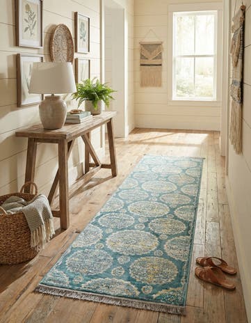 Gray and Blue Paragon Runner Rug