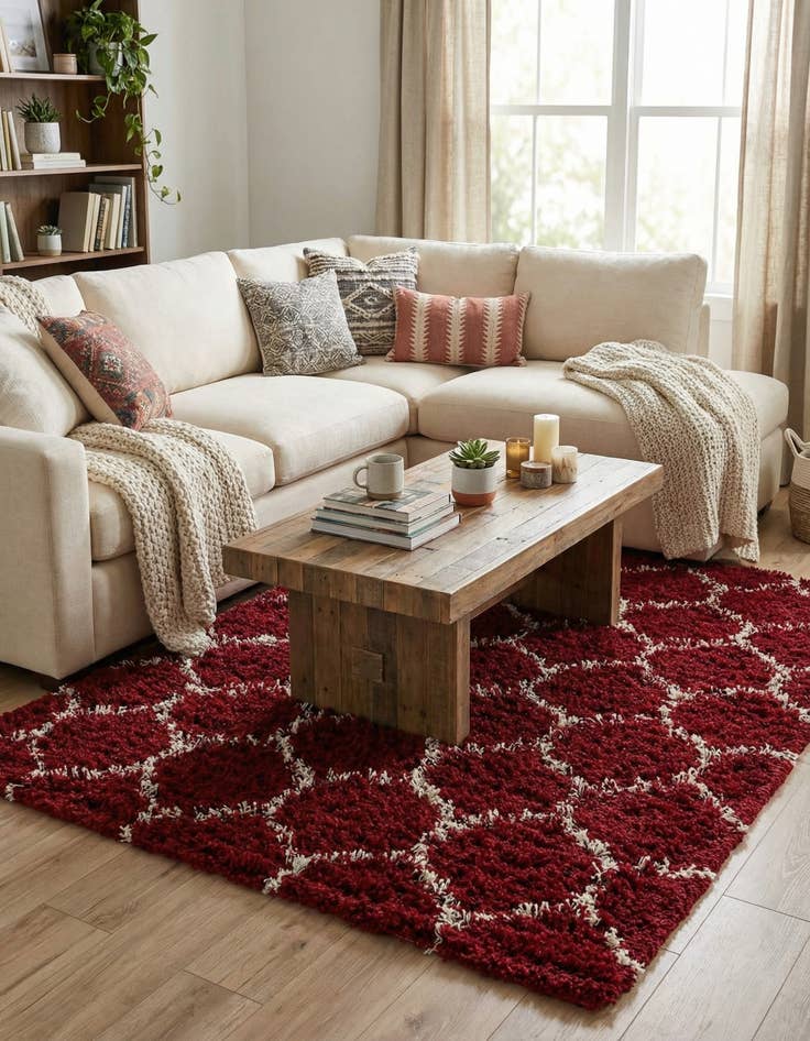 Detail image of  6' x 6' Lattice Shag Square Rug