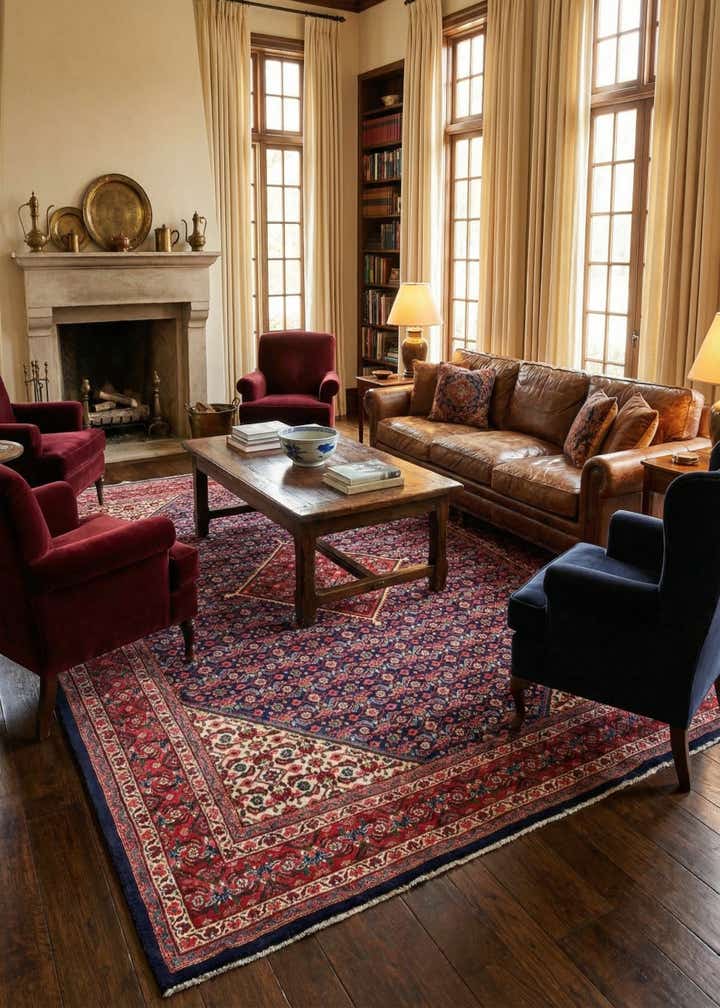 9' 8 x 13' Hand Knotted Mahal Persian Wool Rug