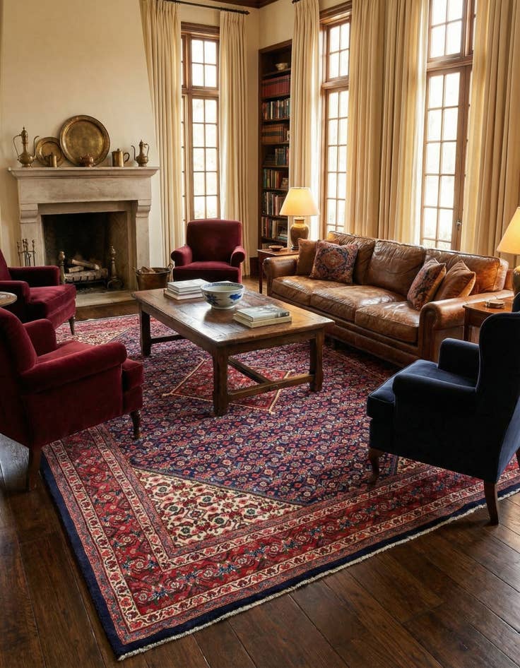 Detail image of 9' 8 x 13' Hand Knotted Mahal Persian Wool Rug