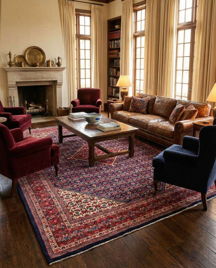 9' 8 x 13' Hand Knotted Mahal Persian Wool Rug