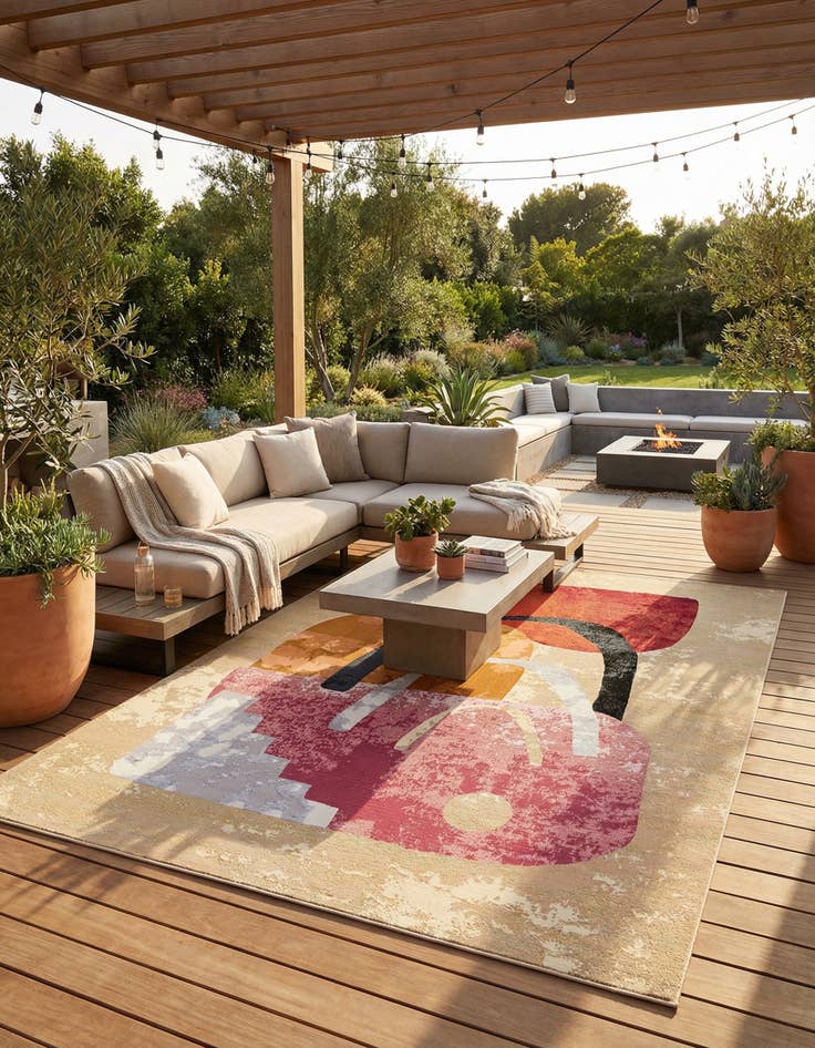 Detail image of 10' x 14'  Washable Modern Indoor / Outdoor Rug