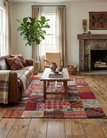5' 5 x 7' 9 Hand Woven Kilim Patchwork Wool Rug