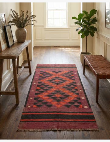 4' 2 x 9' Hand Woven Kilim Afghan Wool Runner Rug