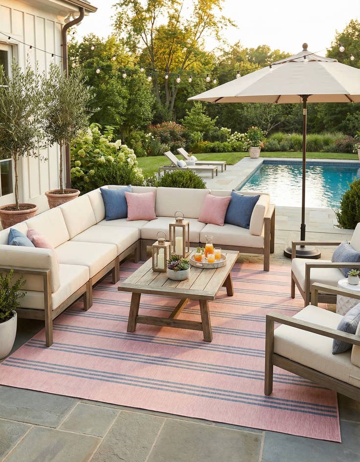 Detail image of 13' x 13'  Washable Jill Zarin Anguilla Indoor / Outdoor Square Rug