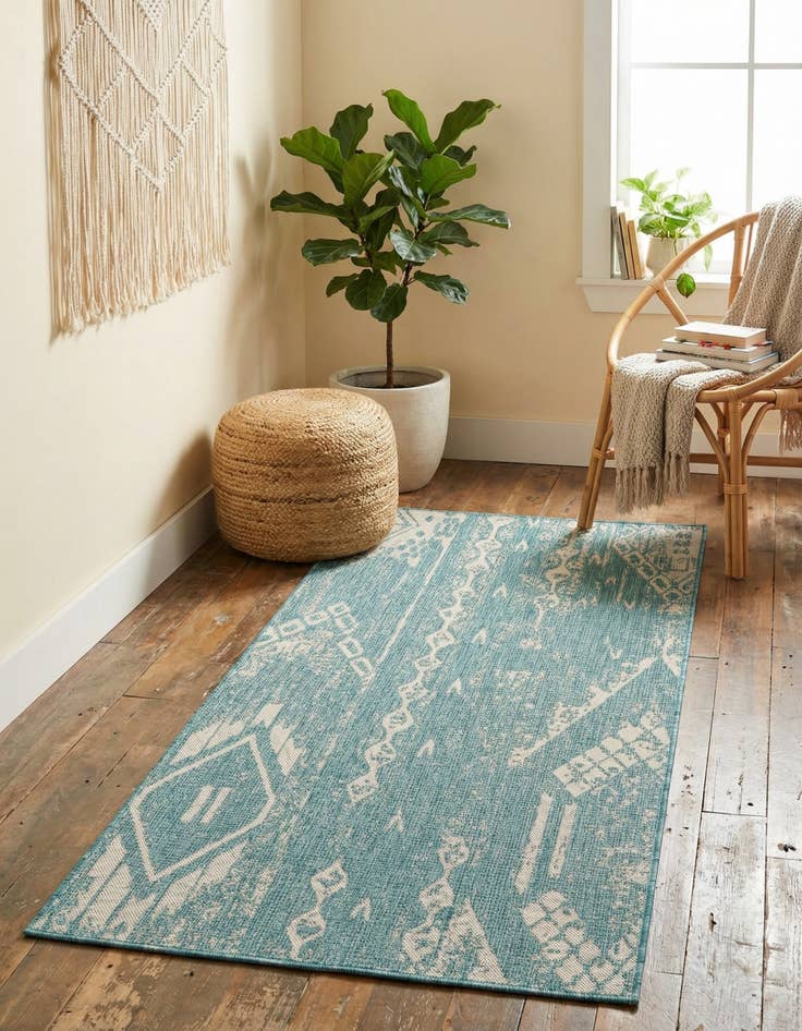 Detail image of  2' x 3'  Washable Bohemian Indoor / Outdoor Rug