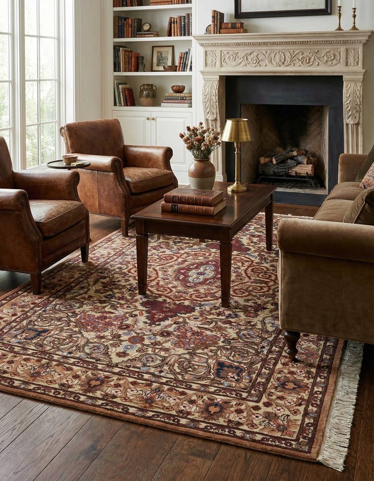 Detail image of  3' 6 x 6'  Hand Knotted Jaipur Agra Wool Rug