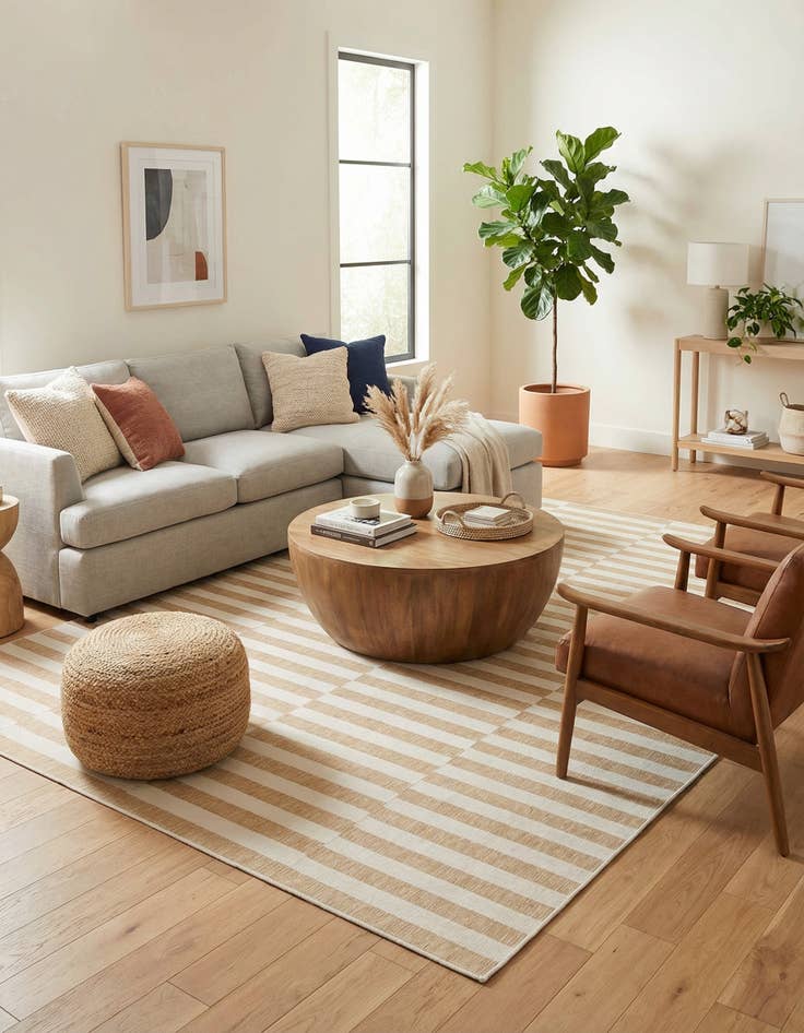 Detail image of 9' x 12'  Washable Striped Indoor / Outdoor Rug