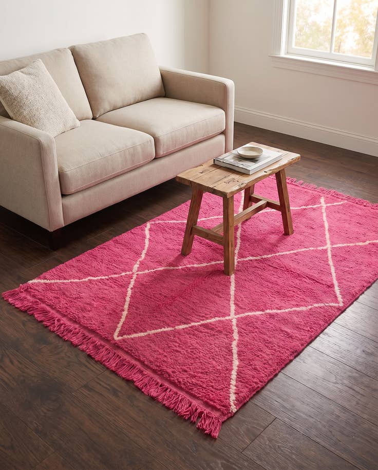 Detailansicht von 120cm x 155cm Handgeknüpft Marokkanisch Wolle Teppich