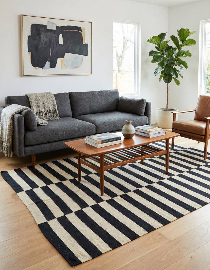 Detail image of 4' 1 x 5' 10  Hand Woven Kilim Modern Wool Rug