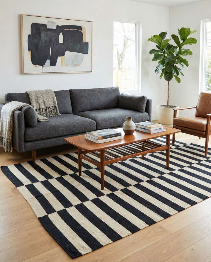 4' 1 x 5' 10 Hand Woven Kilim Modern Wool Rug