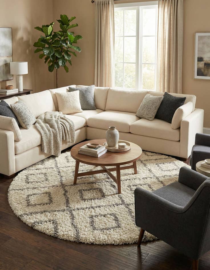 Detail image of  10' x 10' Lattice Shag Round Rug