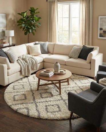  10' x 10' Lattice Shag Round Rug