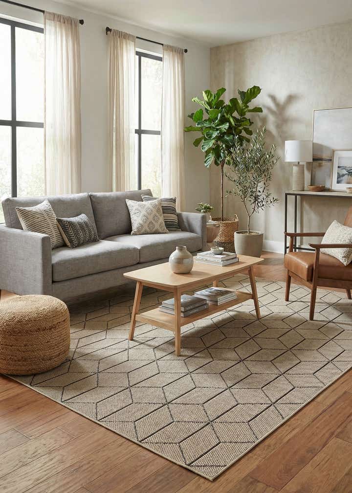 6' 1 x 9' Easy-Clean Trellis Indoor / Outdoor Rug