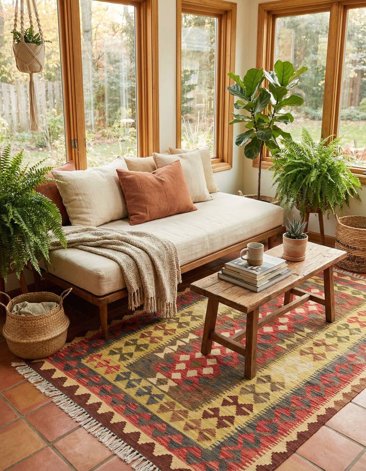 Detail image of 3' 9 x 5' 10  Hand Woven Kilim Maymana Wool Rug