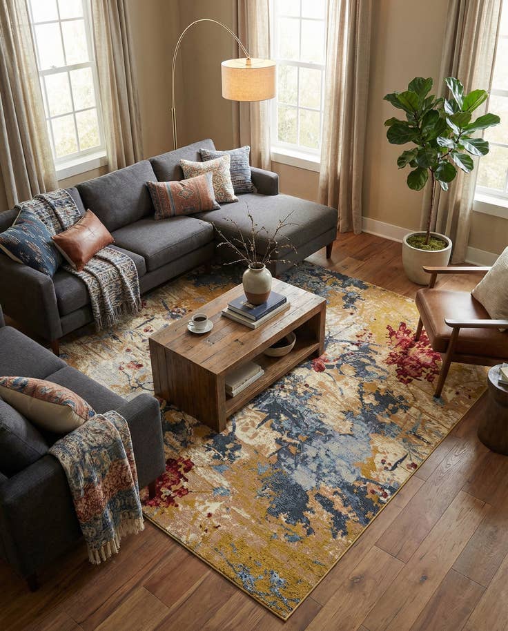 Detail image of 7' 10 x 7' 10 Easy-Clean Modern Indoor / Outdoor Square Rug
