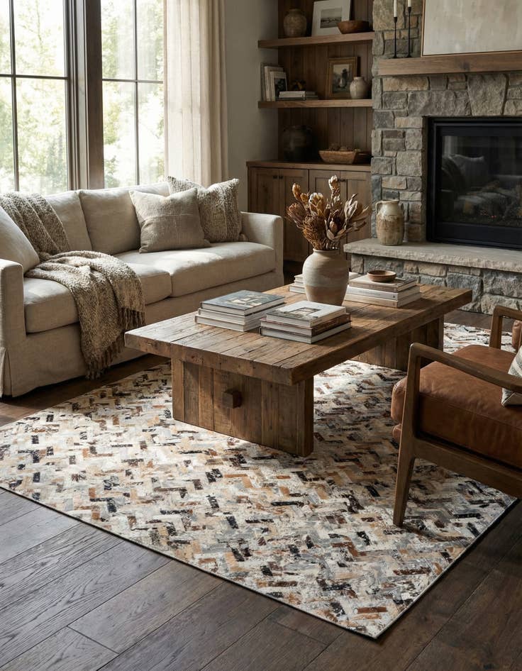 Detail image of 5' 3 x 7' 8 Cowhide Stocks Rug