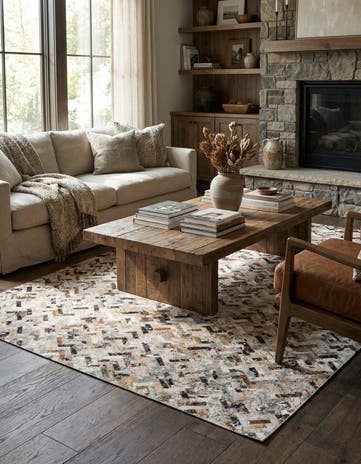 5' 3 x 7' 8 Cowhide Stocks Rug