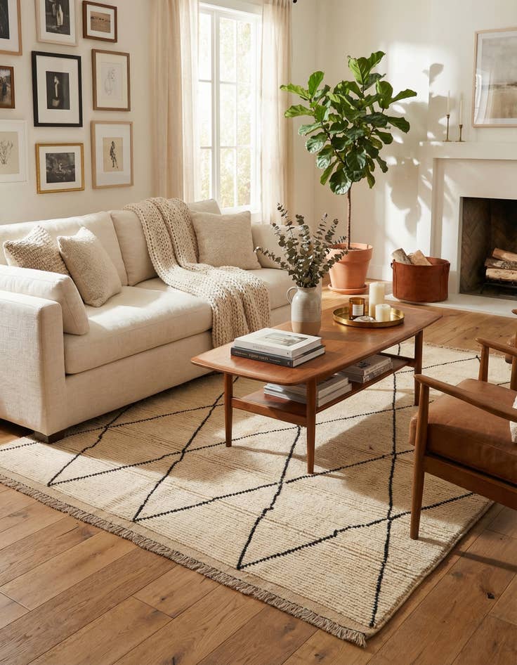 Detail image of 6' 5 x 9'  Hand Knotted Moroccan Wool Rug