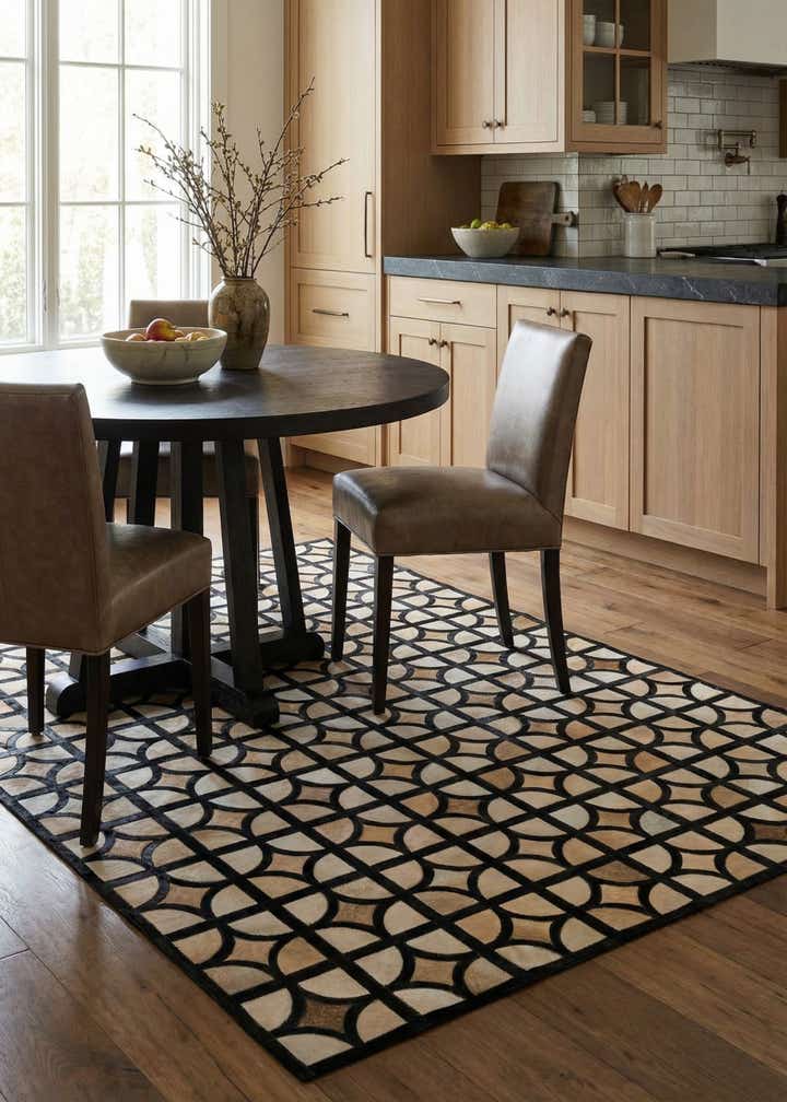 5' 2 x 8' Cowhide Leather Rug