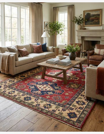 6' 1 x 9' 1 Hand Knotted Kazak Rug