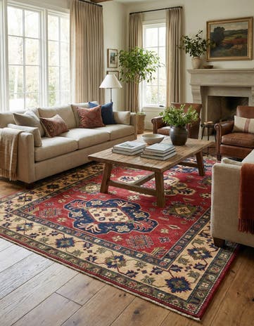 6' 1 x 9' 1 Hand Knotted Kazak Rug