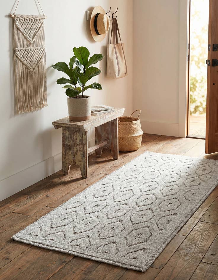 Detail image of 2' x 3'  Washable Trellis Textured Indoor / Outdoor Rug