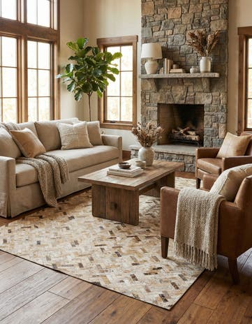 5' 3 x 7' 7 Cowhide Stocks Rug