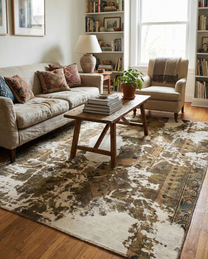 4' 9 x 7' Hand Knotted Ultra Vintage Persian Wool Rug
