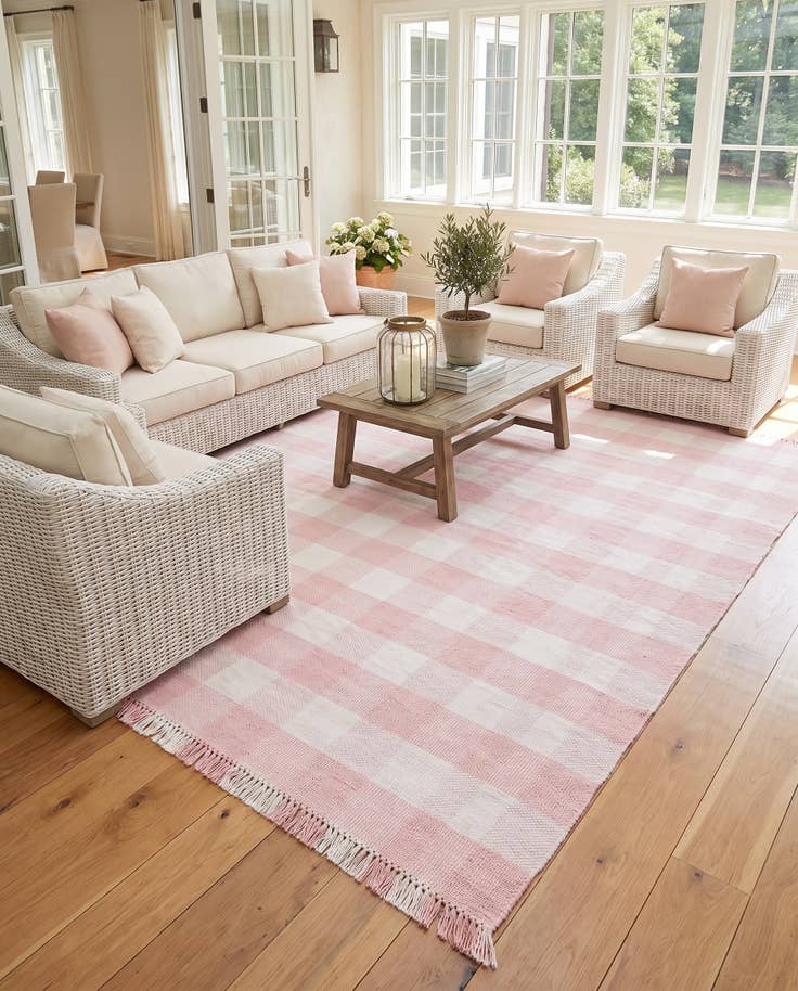 Detail image of 9' x 12' Easy-Clean Eco Plaid Washable Indoor / Outdoor Rug