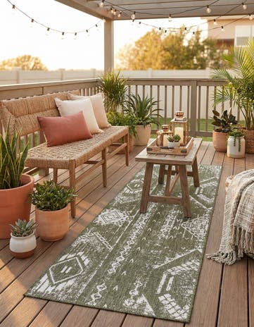 2' 7 x 12' Easy-Clean Bohemian Indoor / Outdoor Runner Rug