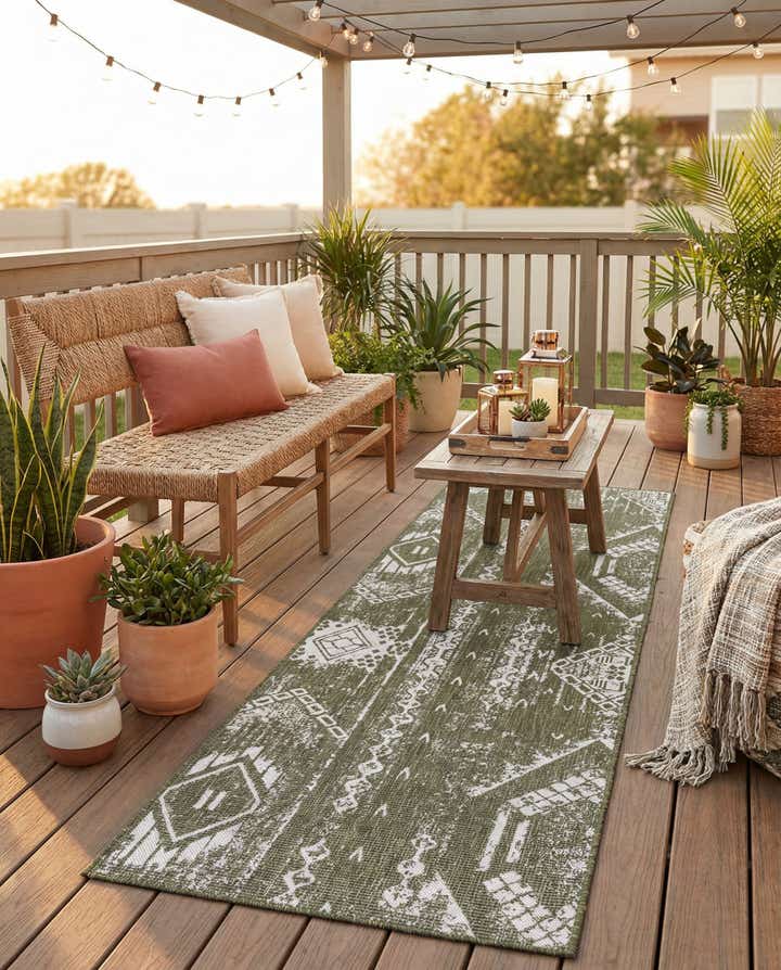 2' 7 x 12' Easy-Clean Bohemian Indoor / Outdoor Runner Rug