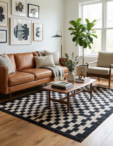 4' 5 x 5' 10 Hand Woven Kilim Modern Wool Rug