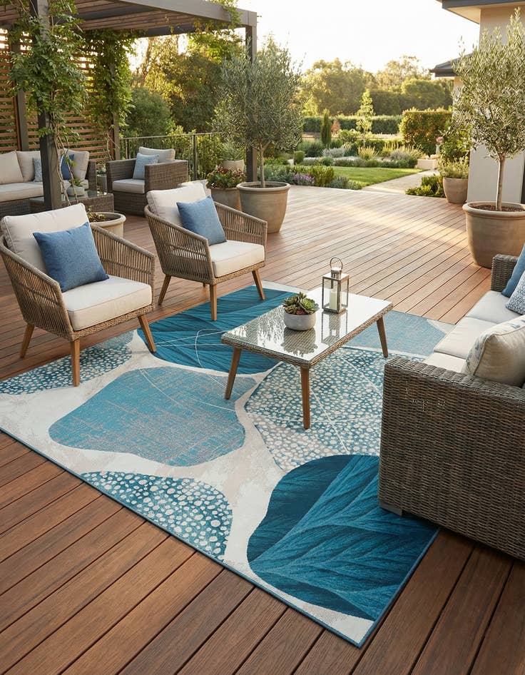 Detail image of 10' x 10'  Washable Modern Indoor / Outdoor Square Rug
