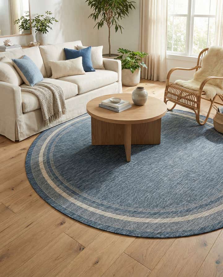 10' x 10' Easy-Clean Border Indoor / Outdoor Round Rug