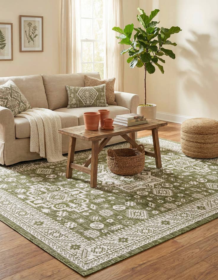 Detail image of 9' x 12'  Washable Aztec Indoor / Outdoor Rug