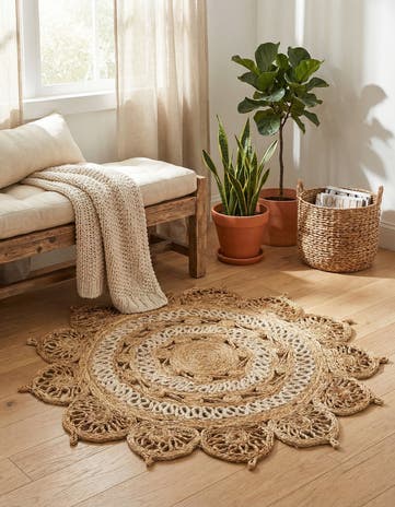 3' 1 x 3' 1 Handmade Braided Jute Round Rug