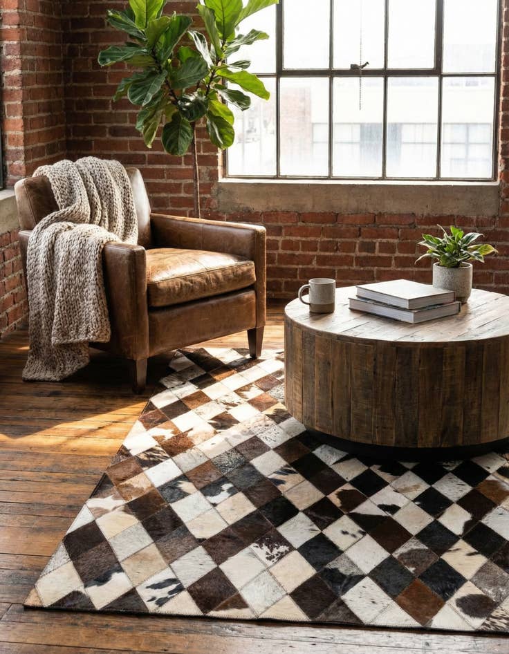 Detail image of 4' 1 x 5' 10 Cowhide Stocks Rug