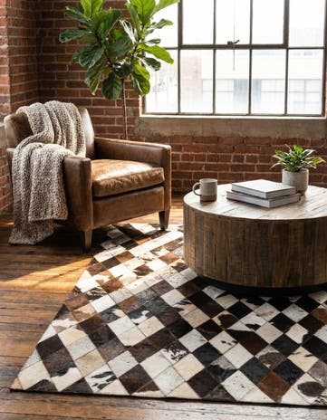 4' 1 x 5' 10 Cowhide Stocks Rug