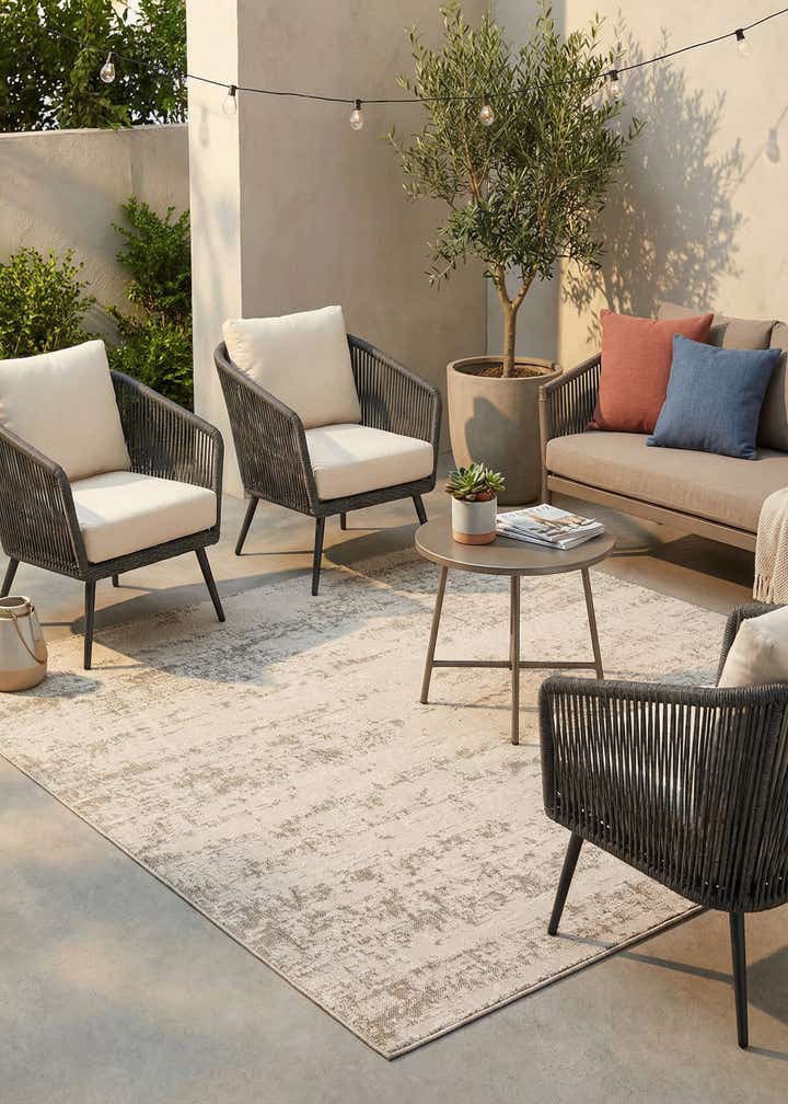7' 10 x 7' 10 Easy-Clean Modern Indoor / Outdoor Square Rug