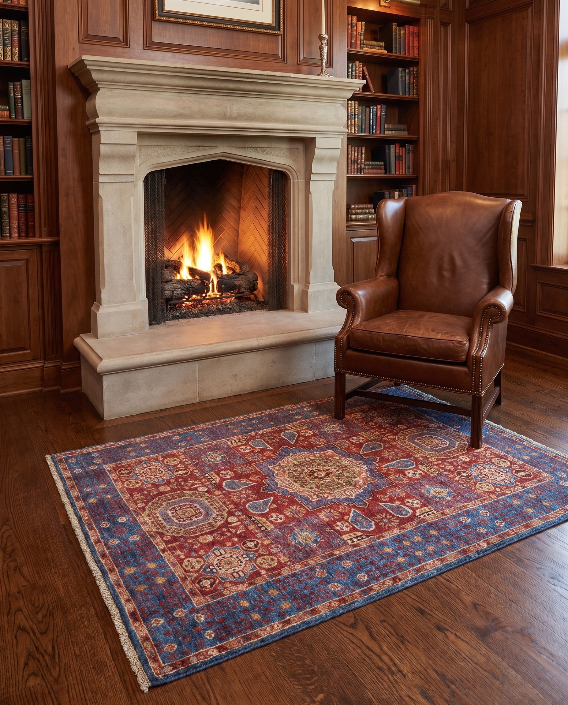 3' 5 x 4' 11 Hand Knotted Mamluk Ziegler Rug