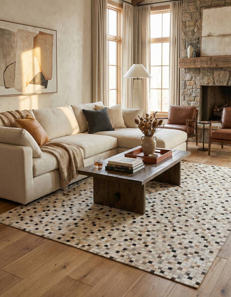 Detail image of 8' 1 x 9' 11 Cowhide Stocks Rug