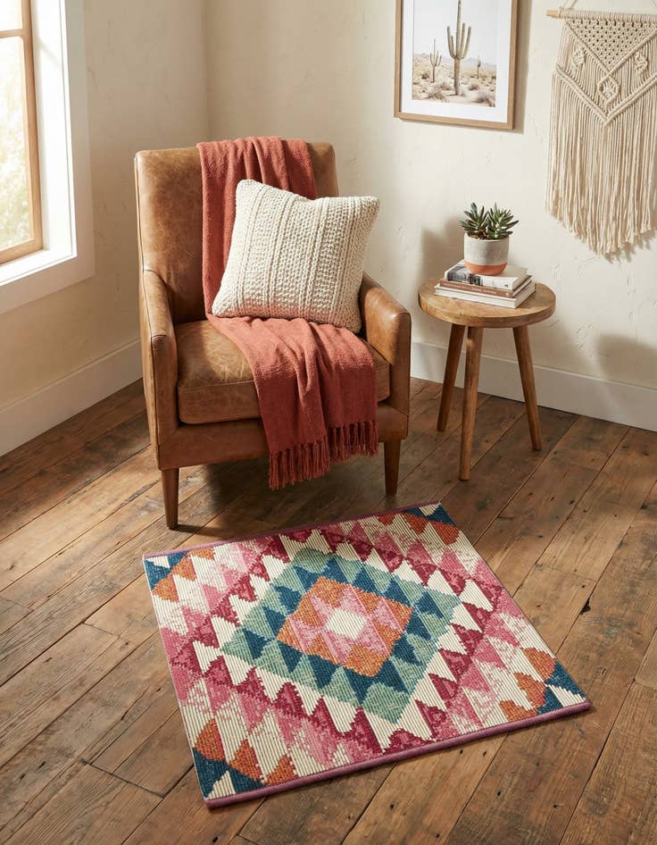 Detail image of  1' 4 x 1' 4  Washable Southwestern Indoor / Outdoor Sample Rug
