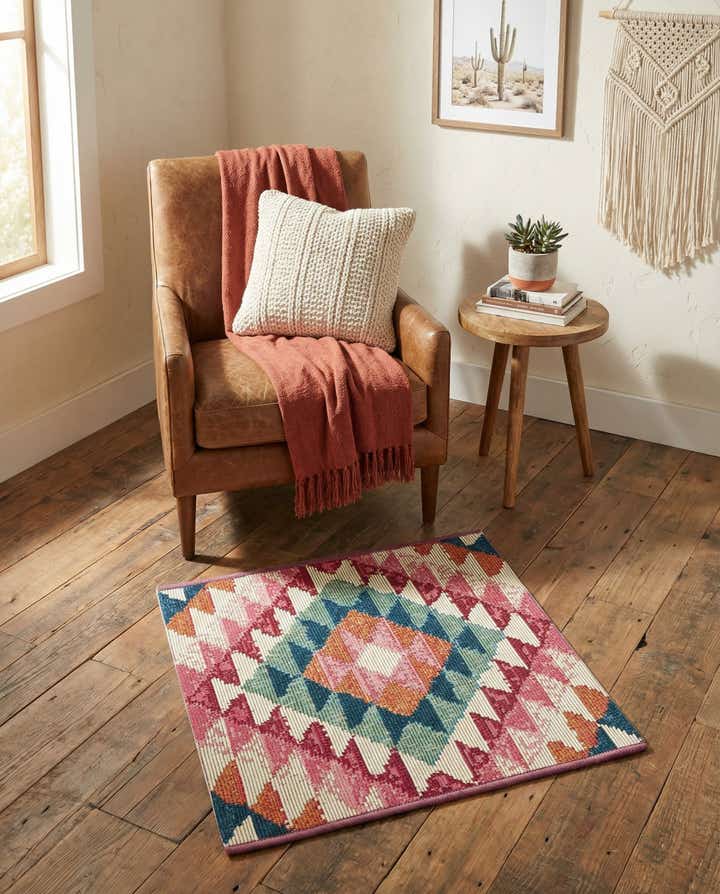 1' 4 x 1' 4 Easy-Clean Southwestern Indoor / Outdoor Sample Rug