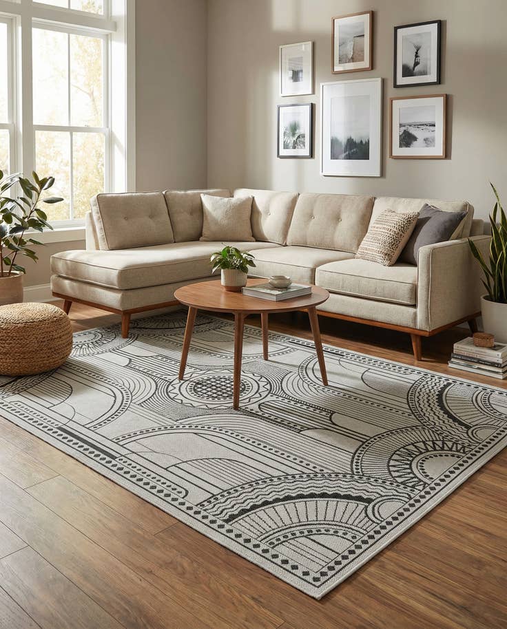 Detail image of 5' 3 x 8' Easy-Clean Traditional Indoor / Outdoor Rug
