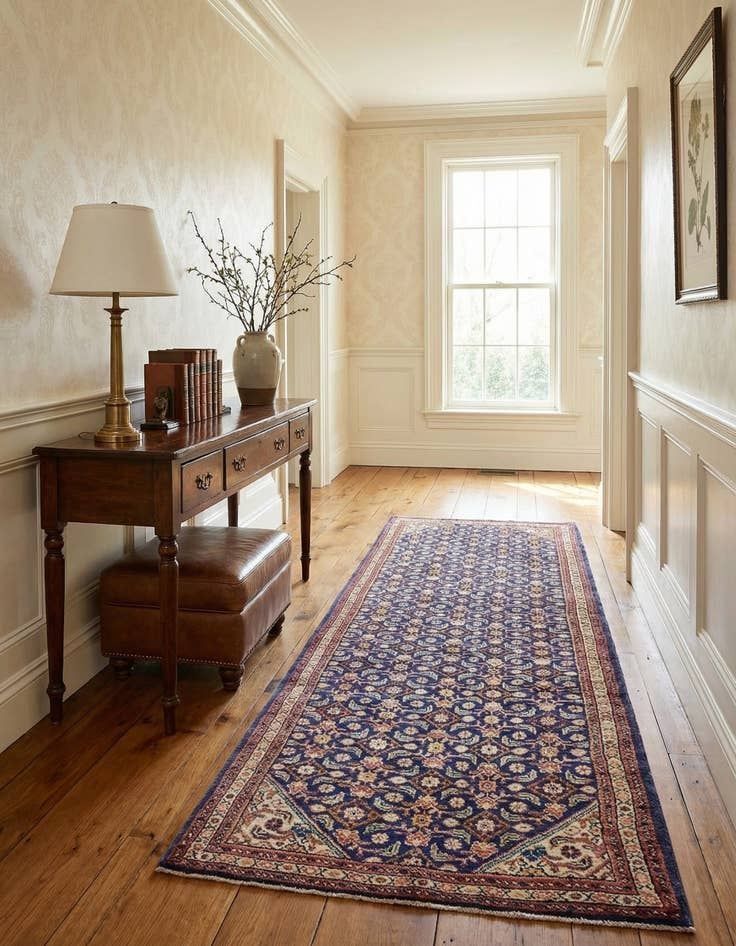 Detail image of 3' 8 x 10' 2 Hand Knotted Farahan Persian Wool Runner Rug