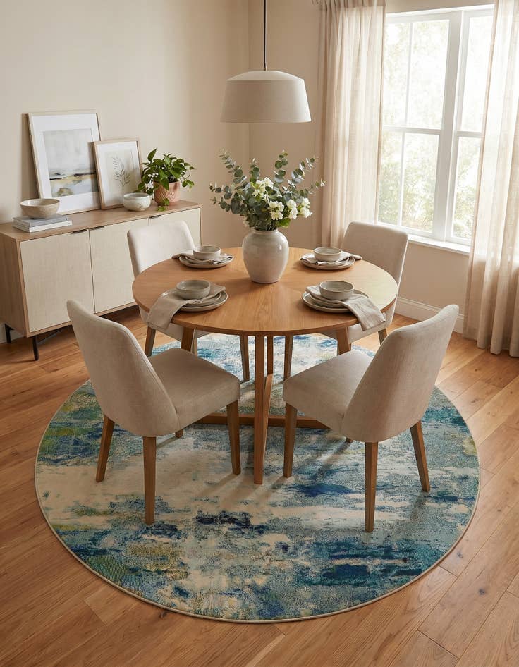 Detail image of 8' x 8' Washable Theia Round Rug
