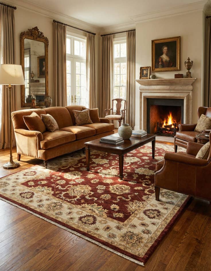 Detail image of 5' 6 x 8'  Hand Knotted Peshawar Ziegler Rug