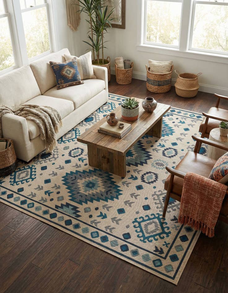 Detail image of 10' x 10'  Washable Baja Indoor / Outdoor Square Rug