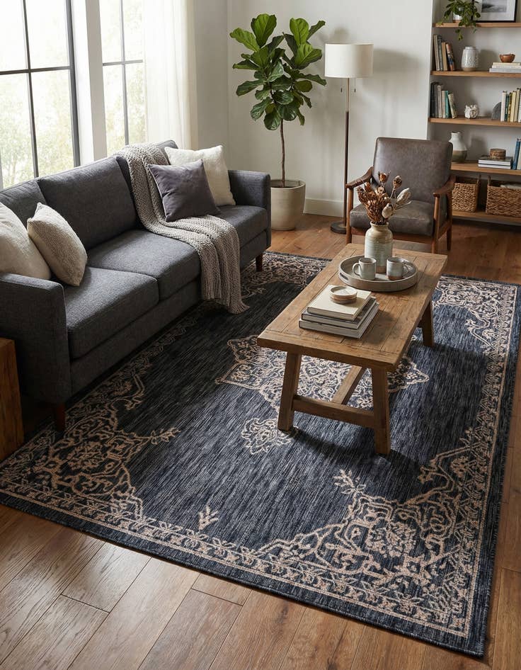 Detail image of  6' x 9'  Washable Traditional Indoor / Outdoor Rug